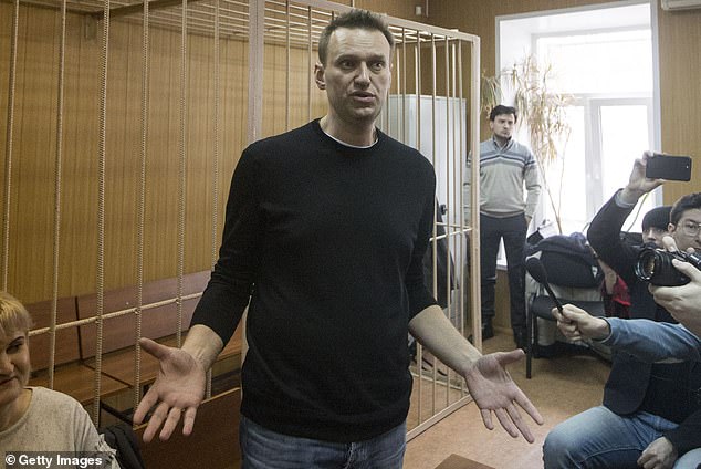 Volkov was a close ally of Alexei Navalny (pictured during his 2017 trial in Moscow City's Tverskoy Court) and worked as the late leader's ex-chief of staff and as chairman of his Anti-Corruption Foundation until 2023.