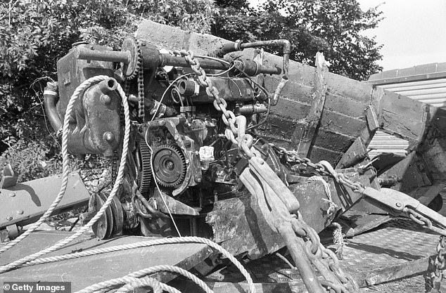 Legal experts told the MoS this weekend that Hayes' confession made him liable to face prosecution for the murders.  Pictured: Part of the wreck of Lord Mountbatten's boat Shadow V, circa August 1979