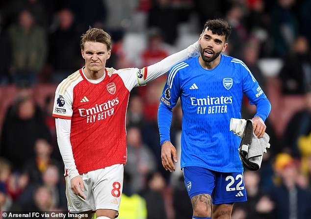 While Arsenal may have to wait until next season to win the league, Raya (right) is confident the title will come in the future