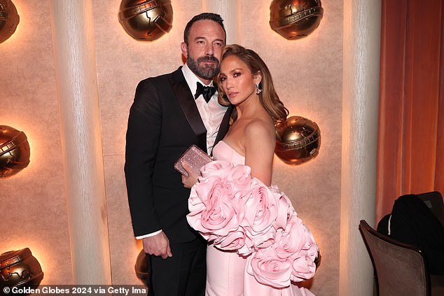 Lopez and Affleck tied the knot twice in 2022, first in Las Vegas in July and then in a lavish ceremony at his Georgia estate in August (pictured in Beverly Hills in January)