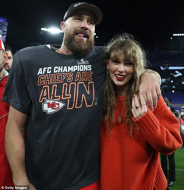 Taylor was often seen supporting Travis at his Kansas City Chiefs games during the NFL season;  seen with him at M&T Bank Stadium in Baltimore in January