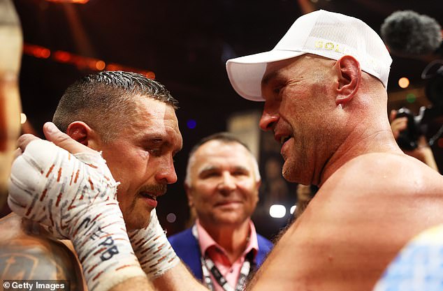 The fighters showed respect for each other after the fight, with Fury embracing Usyk after a grueling fight