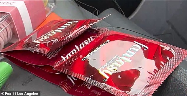 Sealed condoms were found in the van by officials