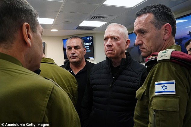Defense Minister Yoav Gallant (pictured center) who has also called for a plan for Palestinian rule, saying in a speech this week that he would not agree to Israel ruling Gaza itself