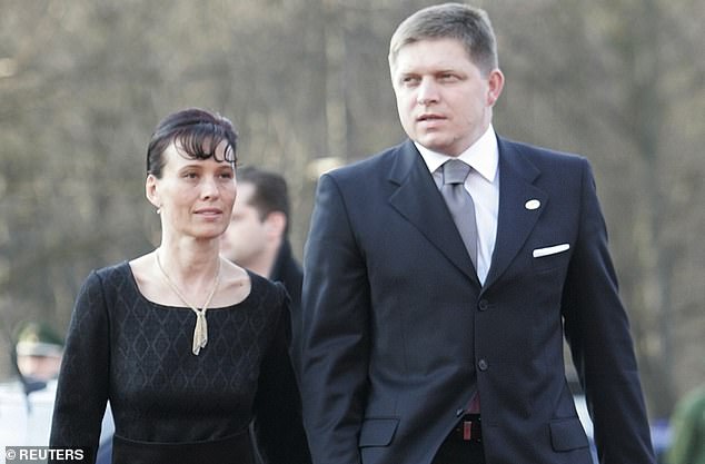 Mr Fico pictured with his wife Svetlana in March 2007. Mr Fico, who returned to power last year, resigned as prime minister less than three weeks after a wave of public outrage over the murder of journalist Jan Kuciak and his fiance Martina Kusnirova