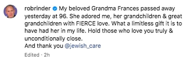 The Judge Rinder star, 45, took to Instagram to write a touching tribute as he newly revealed the sad family to his followers