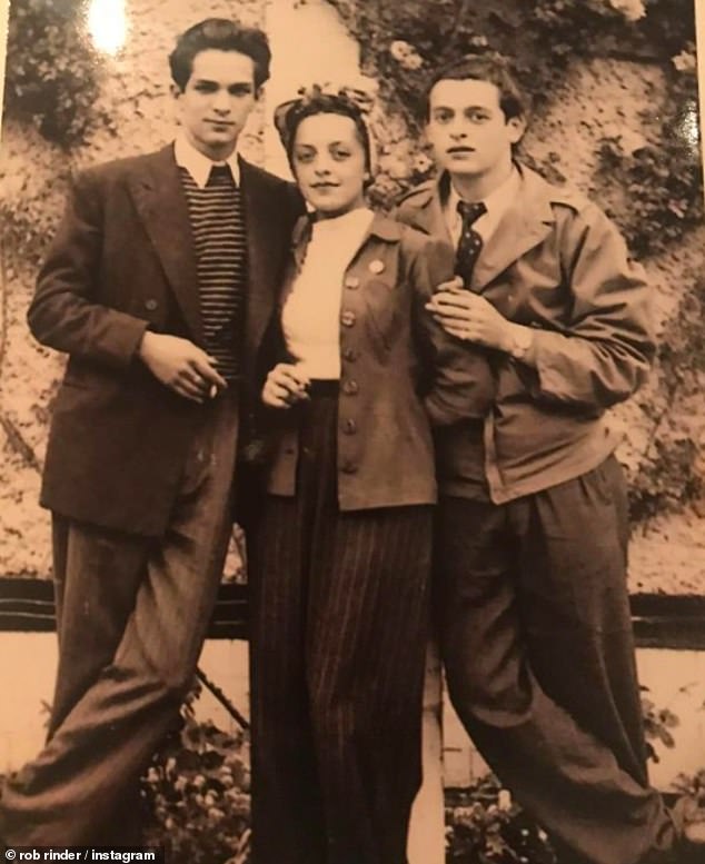 The tribute featured another image of her in her youth, standing with two men wearing formal clothes