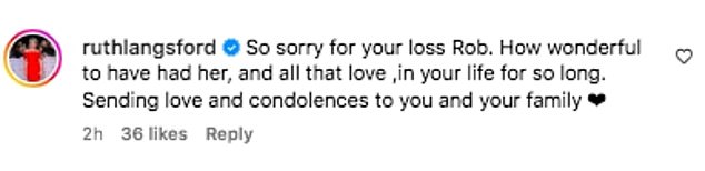 Rob's famous friends were quick to offer messages of support with Vanessa Feltz writing: 'Oh Rob, I'm so sorry to hear your sad news'