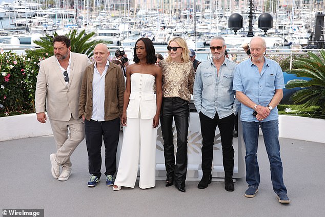 Co-stars Denis, Rolando, Nikki, Cate, Roy and Charles during the Rumors photocall