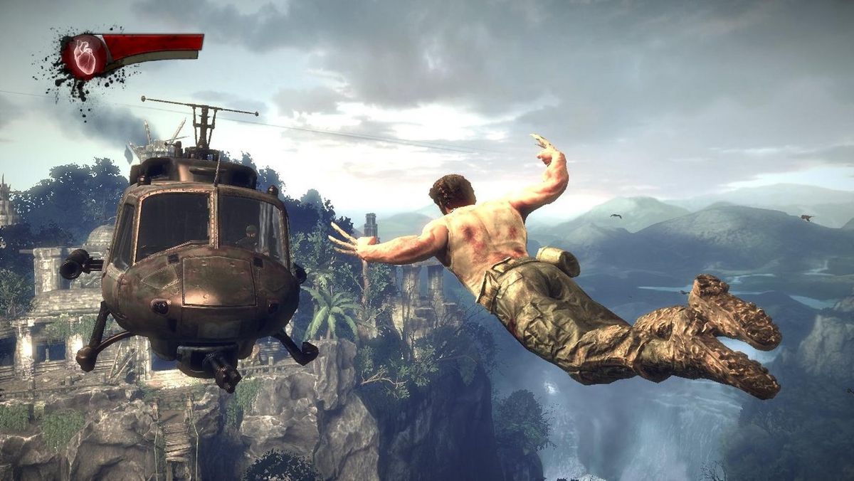 In the video game version of X-Men Origins: Wolverine, Wolverine jumps onto a helicopter with his claws extended