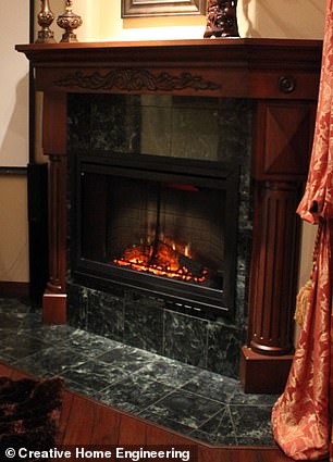 A fireplace hides a panic room