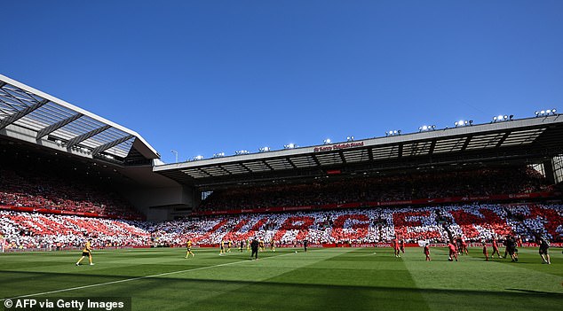 Liverpool fans spelled out the message 'Danke Jurgen YNWA' as the teams prepared to kick off