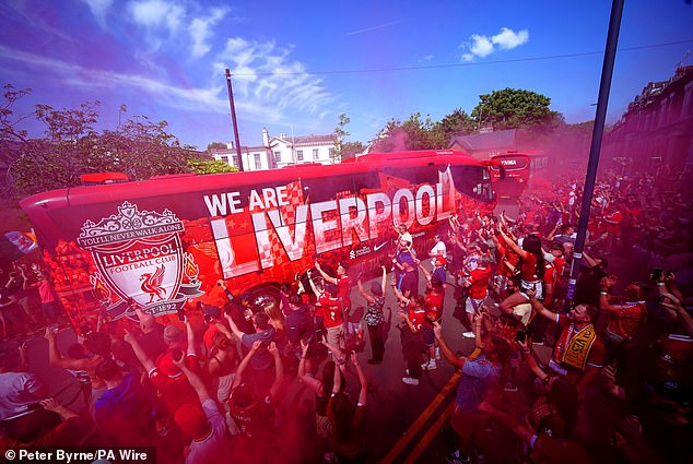 Liverpool supporters lined the streets as the team bus made its way to Anfield before kick-off