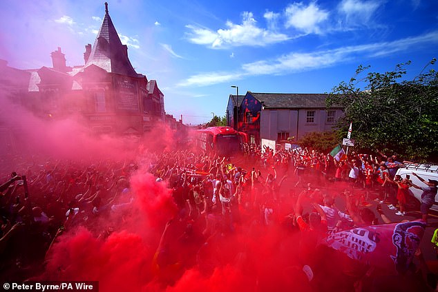 Fans lined the streets to give Klopp a farewell gift ahead of the home game against Wolves