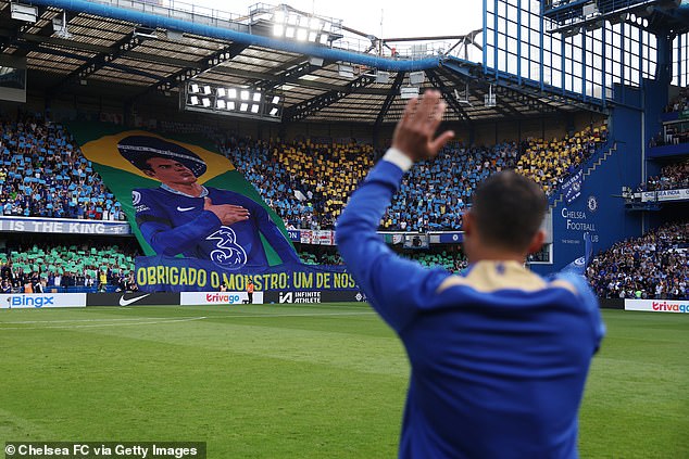 Blues supporters honored the veteran defender with a banner in the stands ahead of the match