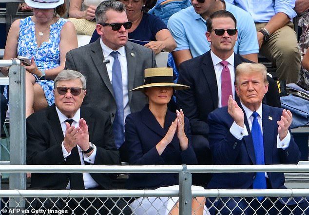 Trump on Friday at son Barron's graduation ceremony with former First Lady Melania.  The court was absent that day so Trump could attend his son's ceremony in Palm Beach, Florida
