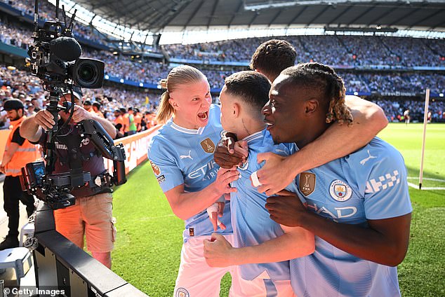 Phil Foden (centre) has played a big role in their success this season, winning both the Football Writers' Player of the Year award and the Premier League Player of the Year award