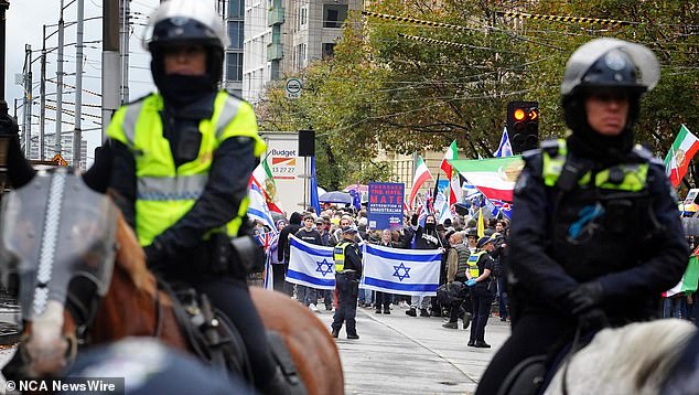 There was an extensive police presence in Melbourne's CBD for the two gatherings