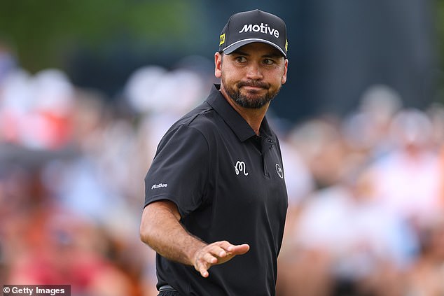 Day reacts to a putt during the third round of this year's PGA Championship in Kentucky on Saturday.