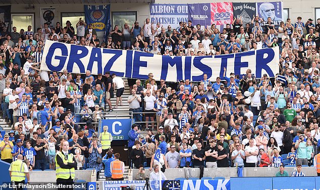 Brighton fans unfurled a banner thanking the Italian for his two-year lead into the competition