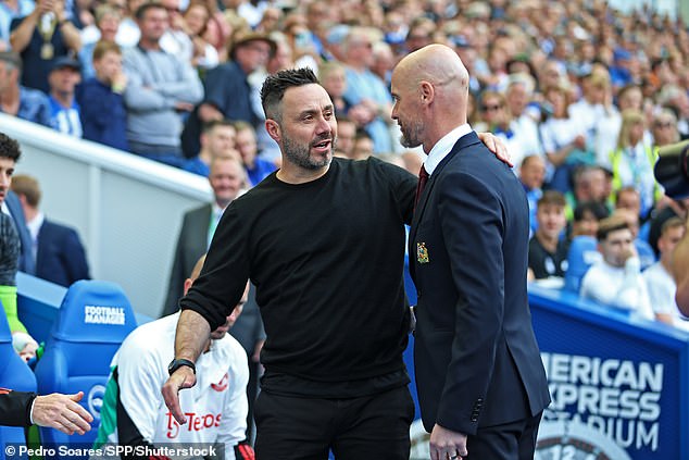 De Zerbi embraces Ten Hag, in what could also be his last Man United Premier League game