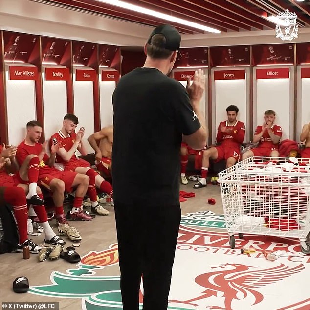 After telling his players he loved them and was proud of them, Klopp left the dressing room for the last time to loud applause.