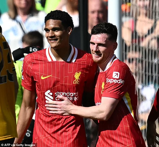 Jarrell Quansah (left) followed his goal against Aston Villa with a goal against Wolves