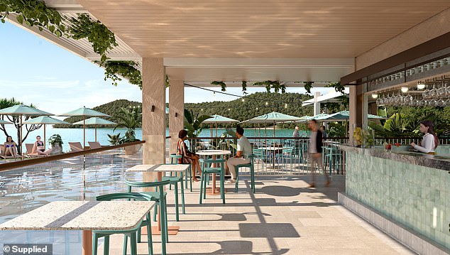 The hotel will feature private cabanas surrounding a pool.  There will also be a restaurant and bar on the waterfront, offering al fresco dining with picturesque views