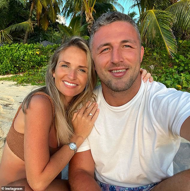 The former Rabbitohs player asked Lucy to marry him just nine months after they made their relationship public.  He proposed while they were on their babymoon in Fiji