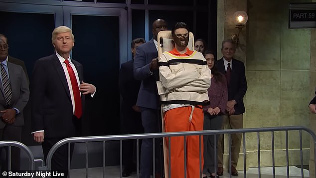 Johnson as Trump on SNL with Michael Longfellow as Hannibal Lecter