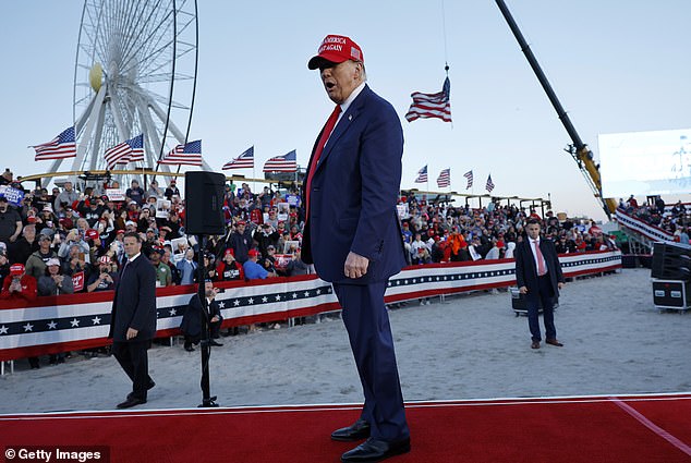 Former President Donald Trump during a campaign rally on the beach in Wildwood, NJ on May 11