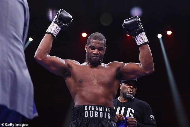 The winner of Dubois (pictured) or Hrgovic is then expected to face Anthony Joshua