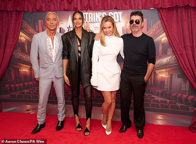 It comes after Britain's Got Talent was hit with bogus claims, amid reports suggesting bosses have secretly created acts from scratch (L-R) judges Bruno Tonioli, Alesha Dixon, Amanda and Simon Cowell