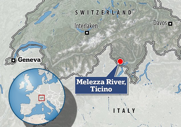 Bren Orton, 29, got into trouble on the Melezza River in Switzerland's Ticino region on Thursday