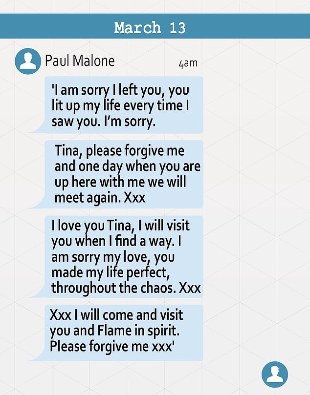 War hero husband Paul Malone's last texts were sent around 4am