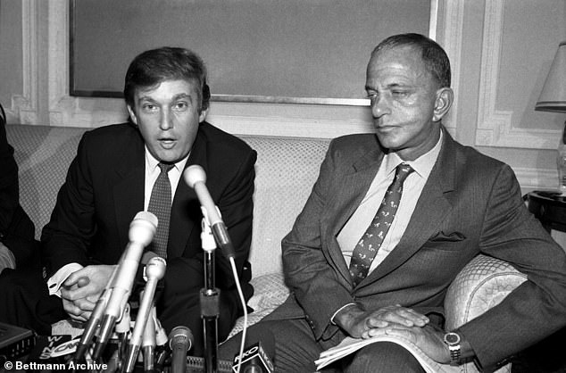 Donald Trump is pictured next to his lawyer, Roy Cohn, who died in 1986 at the age of 59