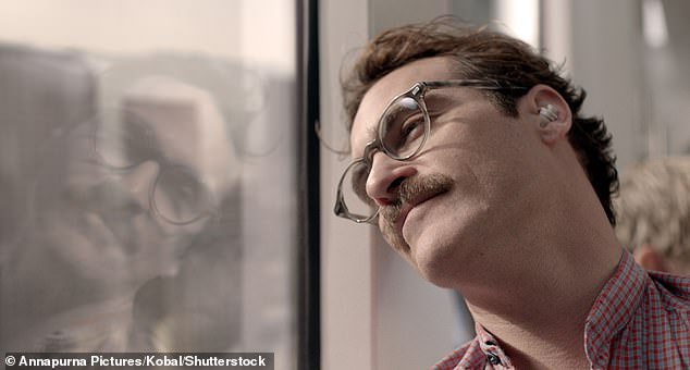 Johansson starred in the 2014 Spike Jonze film 'Her', in which she voiced an AI that Joaquin Phoenix's character falls in love with (pictured)