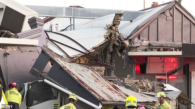 Part of the roof collapsed and rocks came loose and fell on the truck's windshield