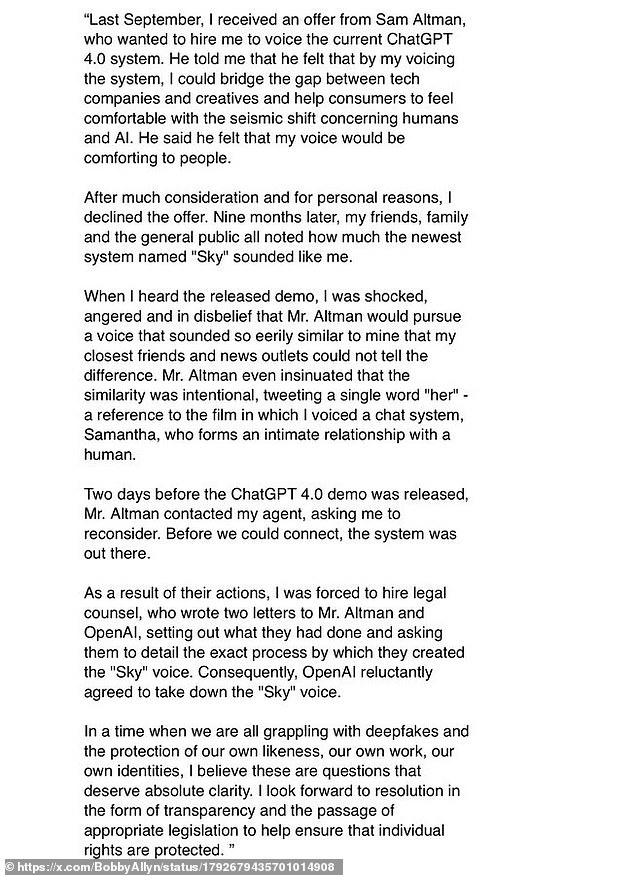 The Academy Award-nominated actress released a statement to NPR through her publicist Marcel Pariseau, explaining the matter in detail on Monday.