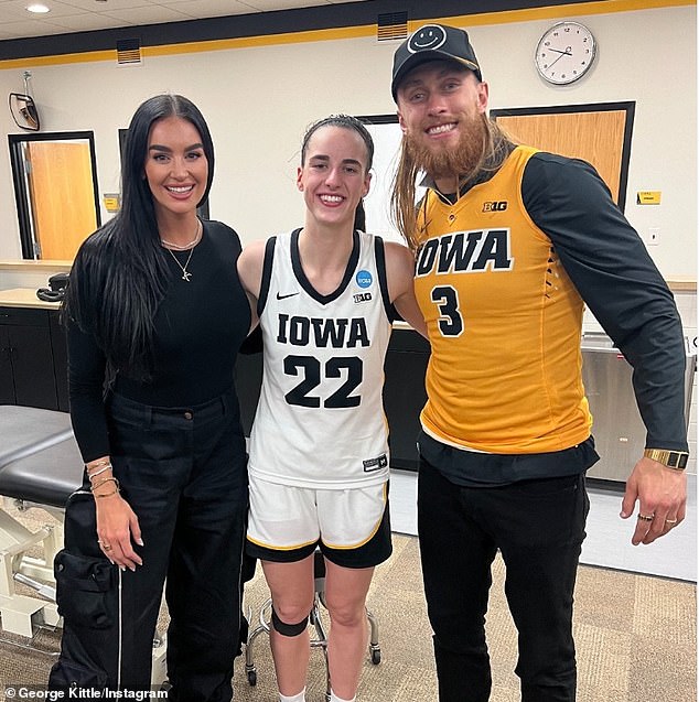 Meanwhile, Kittle and his wife Claire have been spending time with fellow Iowa student Caitlin Clark