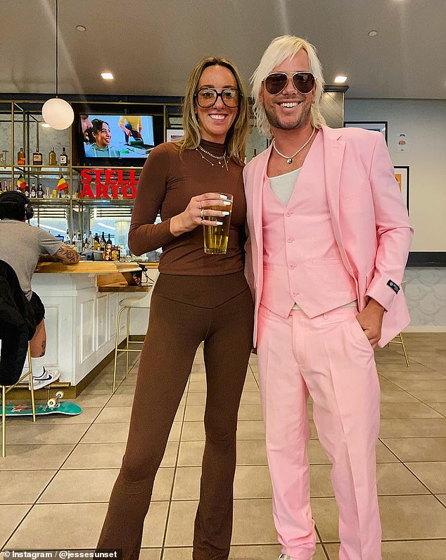 Jesse said he first wanted to make a video about the fact that the eatery wasn't Australian at all, but he was impressed.  Pictured with girlfriend Amanda during his stay at the Aquarius Casino Resort in Laughlin, Nevada