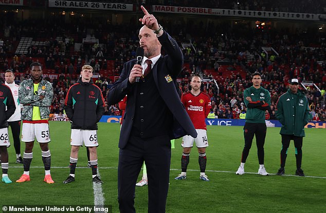 Ten Hag gave a passionate battle cry to the supporters during Man United's final home game this season