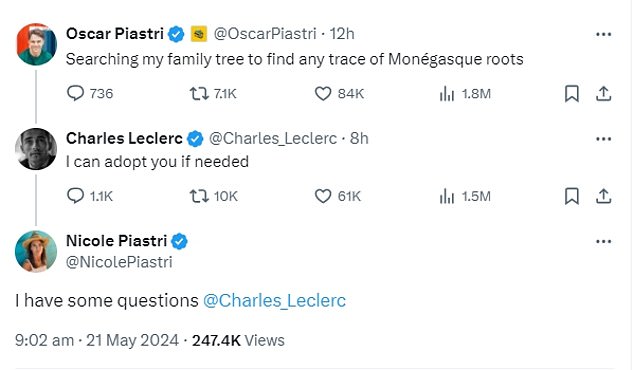 1716277287 608 Oscar Piastris Monaco Grand Prix joke on social media draws