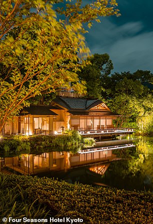 The tea house at night