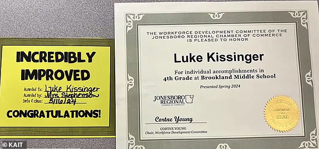 It was a great week for Luke, who not only started a family but also received a Chamber of Commerce award for Brookland Middle School's fourth grade class for overcoming 