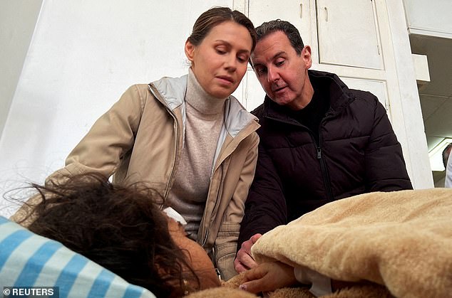 The Assads have long worked to present themselves as modern, forward-looking leaders, even as Syria was ravaged by a civil war sparked by an uprising against the family's decades-long rule.  The couple is seen visiting a girl injured in an earthquake in Syria in February 2023 (file photo)