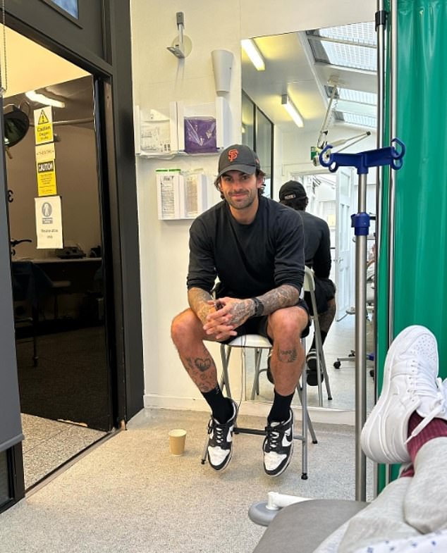 Woods also posted a photo of Collard waiting for her in hospital, with the former Love Island star describing her 'hero'.