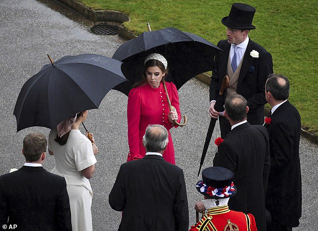 Led by the Prince of Wales, who made his first appearance at Buckingham Palace this summer, the glamorous gathering was also attended by his cousins, Princess Beatrice (pictured)