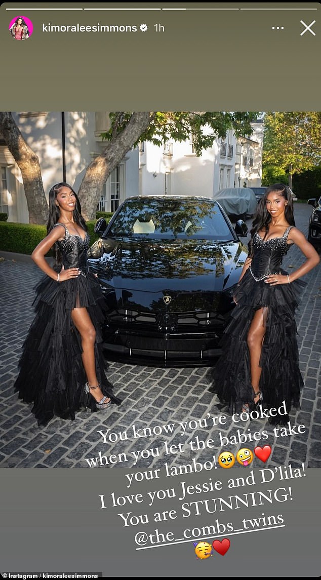 In another post, Lee-Simmons said: 'You know you're done when you let the babies get your lambo!  Love you Jesie and D'Lila!  you are beautiful!'