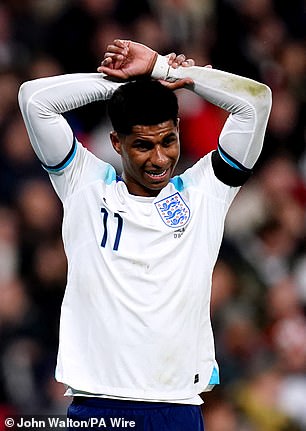 Rashford (pictured) has not been included in Gareth Southgate's provisional squad for England's Euro 2024 this summer.